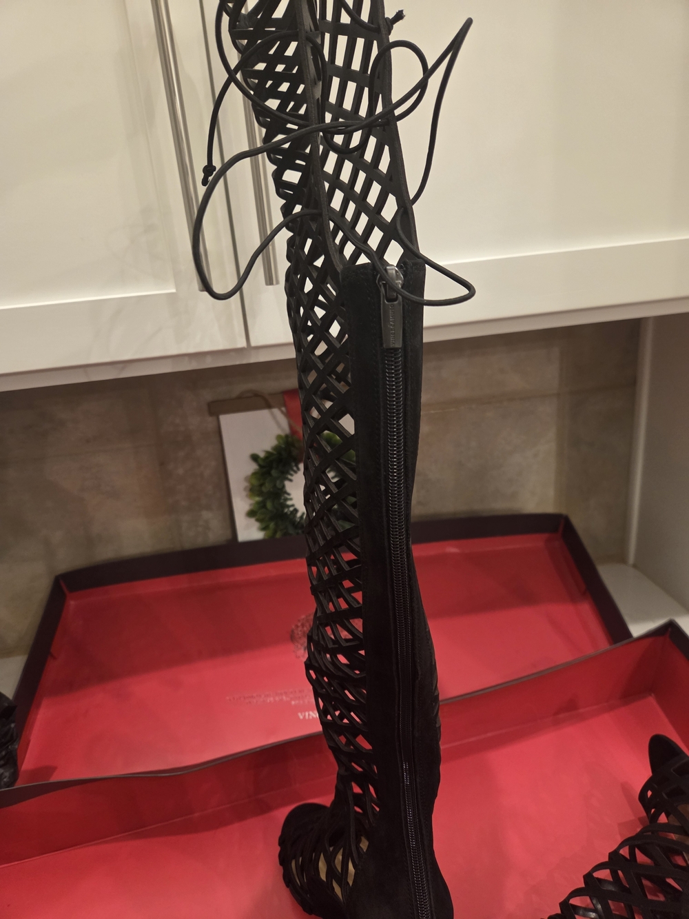 Vince Camuto Black Lace-Up Gladiator Heeled Boots - Picture 7 of 8